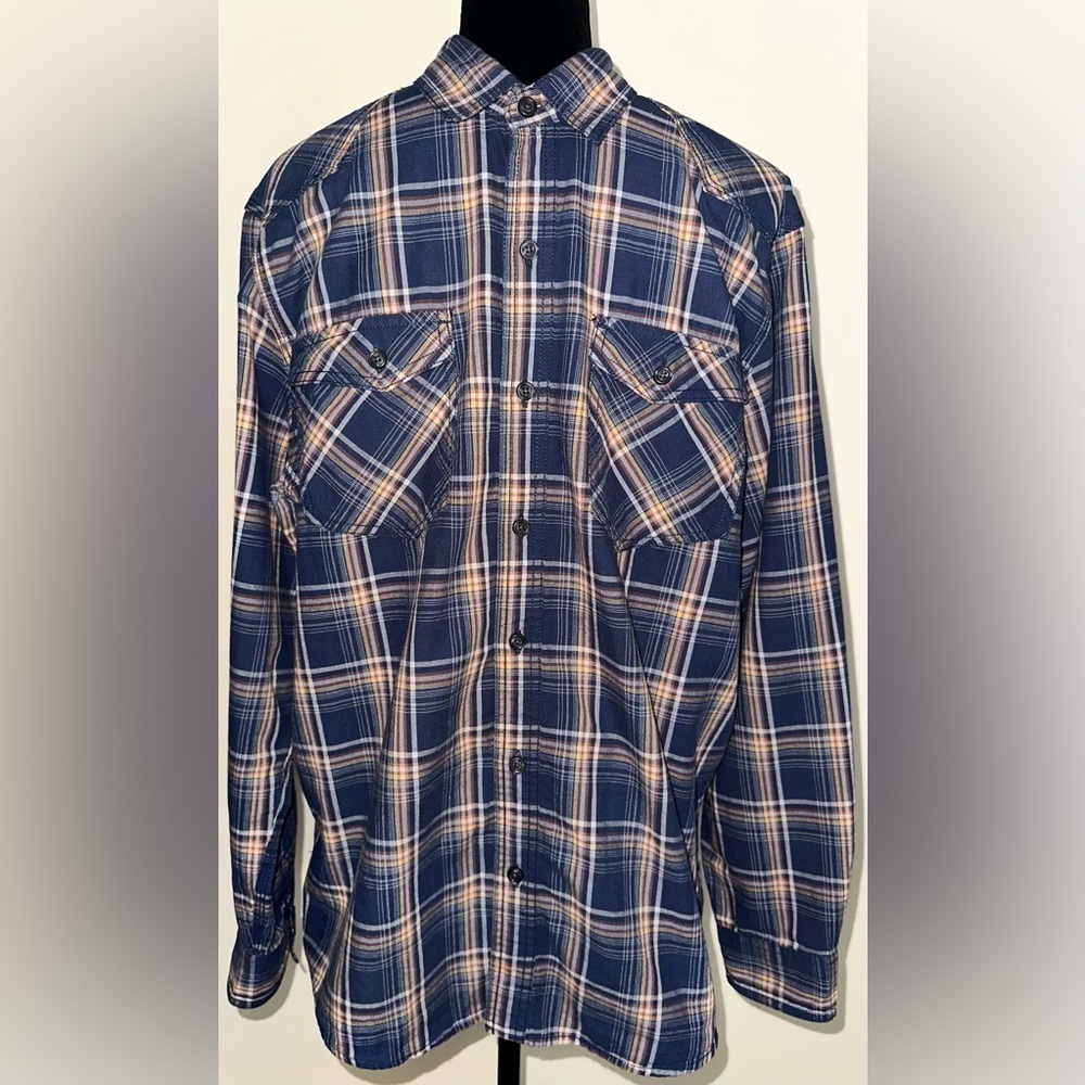 Converse Men’s Blue Multicolor Plaid Long Sleeve Button Down Shirt - Sz L